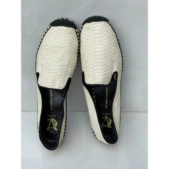 Vince Camuto Womens Slip On Espadrille Snakeskin Signature Shoes Cream Sz 38.5 - Picture 2 of 13